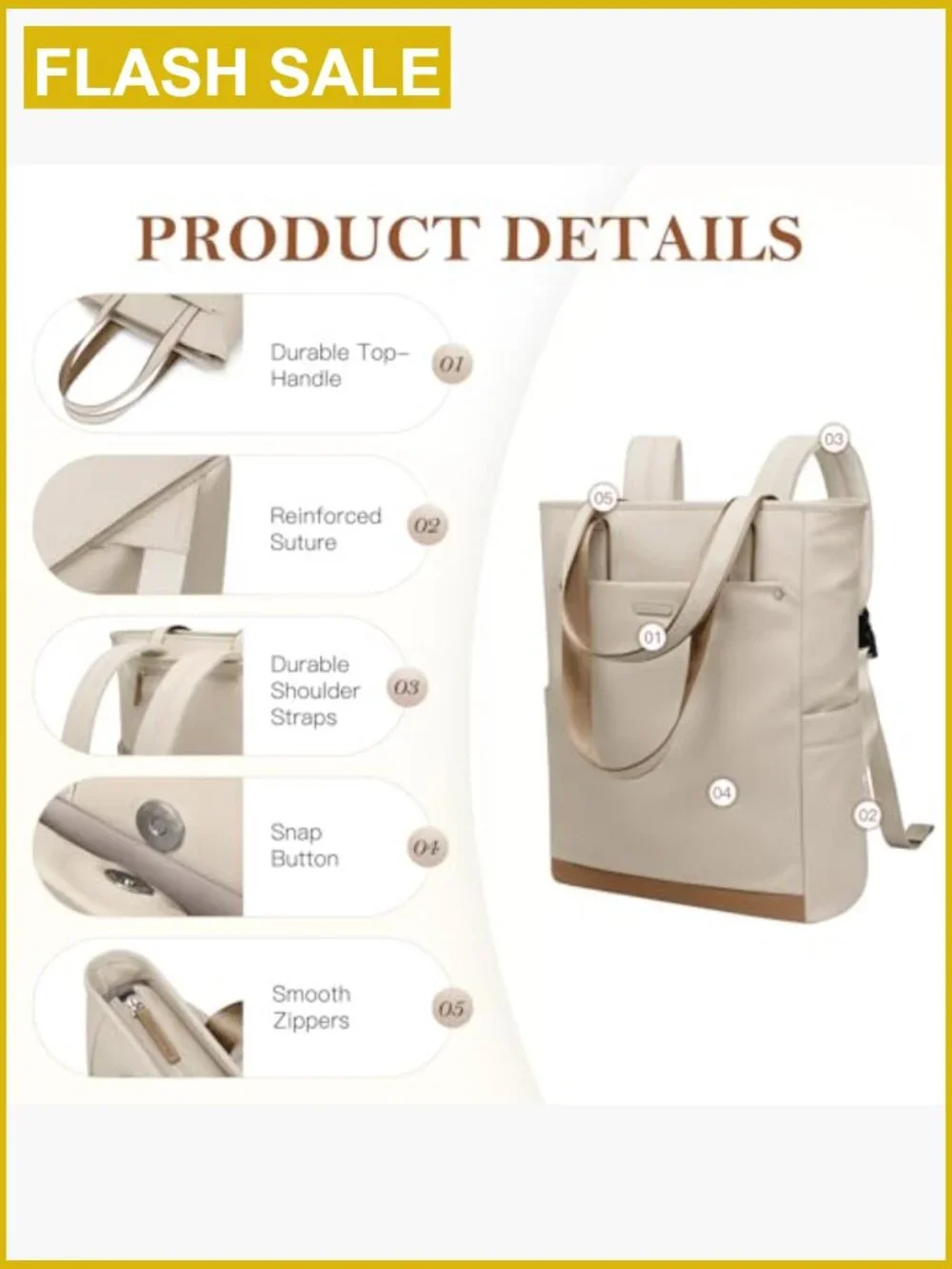 16 Inch Convertible Laptop Backpack Tote for Work Travel Nurse Teacher